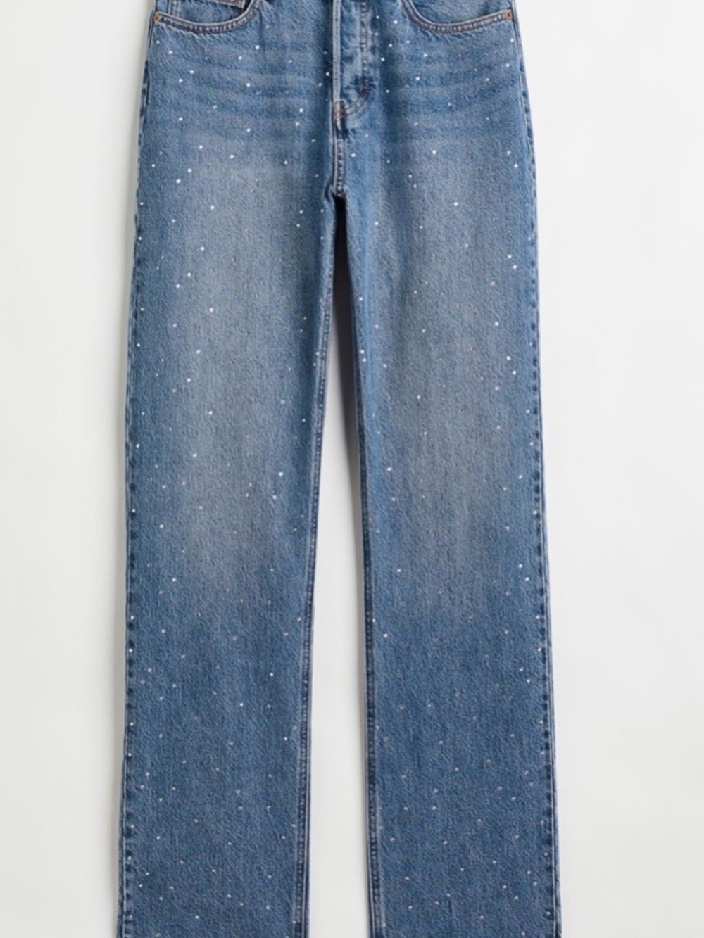 H&M Rhinestones Straight-Leg Jeans